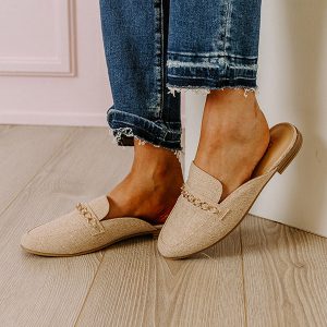 Women's Natural Faux Leather Mule Loafer