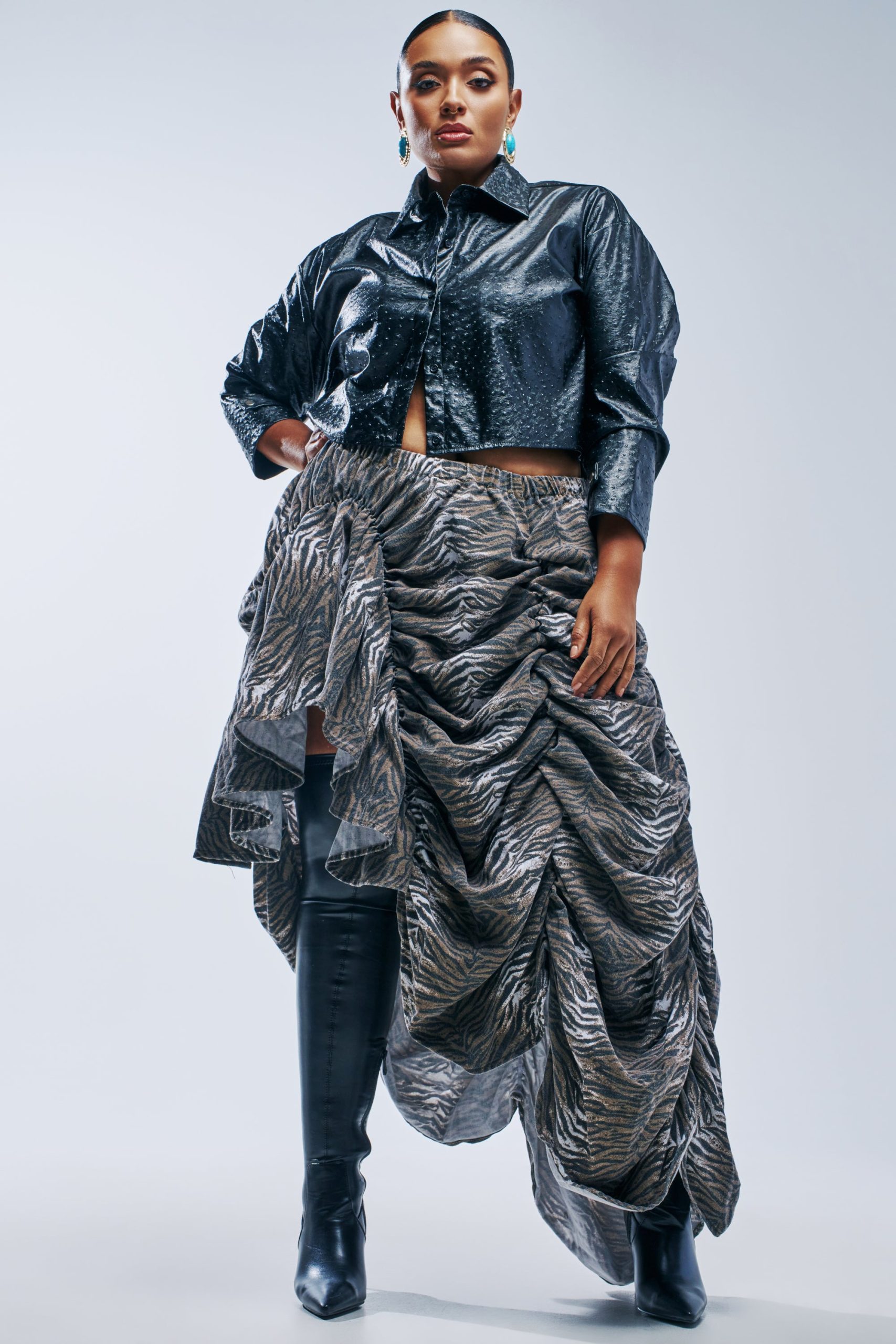 ALL OVER THE PLACE RUCHED MIDI SKIRT - Image 6