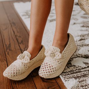 Women's Ivory Raffia Platform Loafer