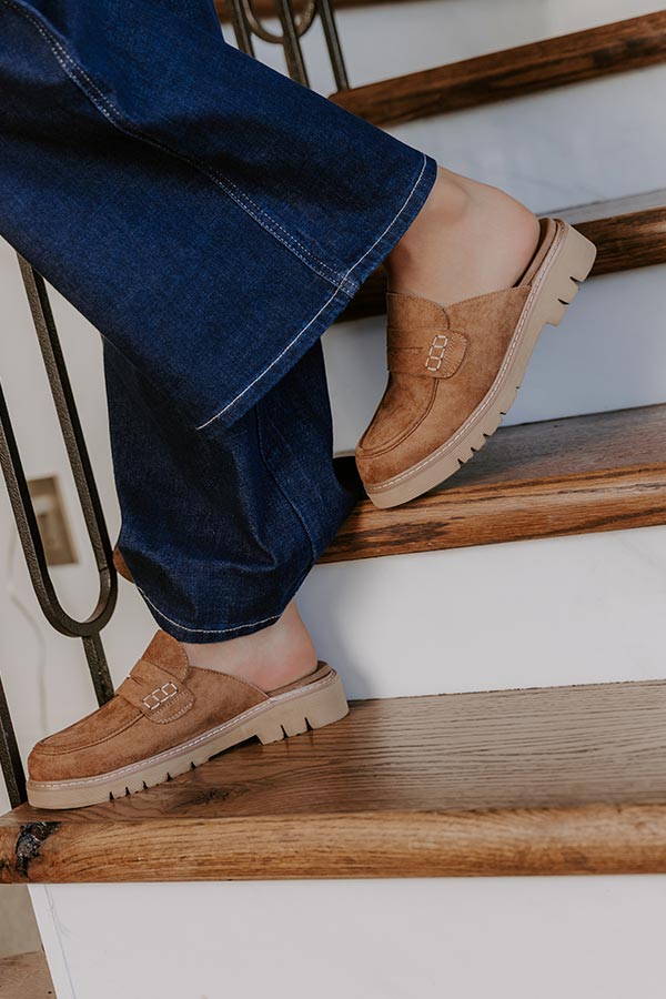 Women's Tan Faux Suede Chunky Clog