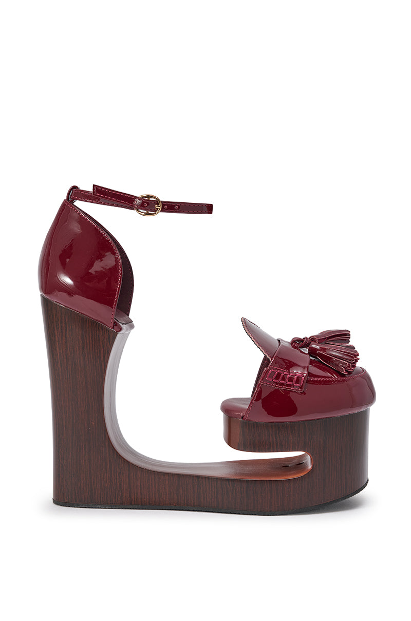 BIXBY BURGUNDY EMPTY WEDGE PUMP
