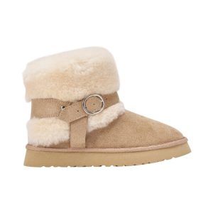 BRILLE TAUPE SHERLING FLAT BOOTIE