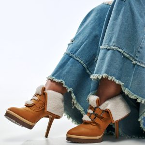 GUST TAN SHERPA LINED STILETTO BOOTIE