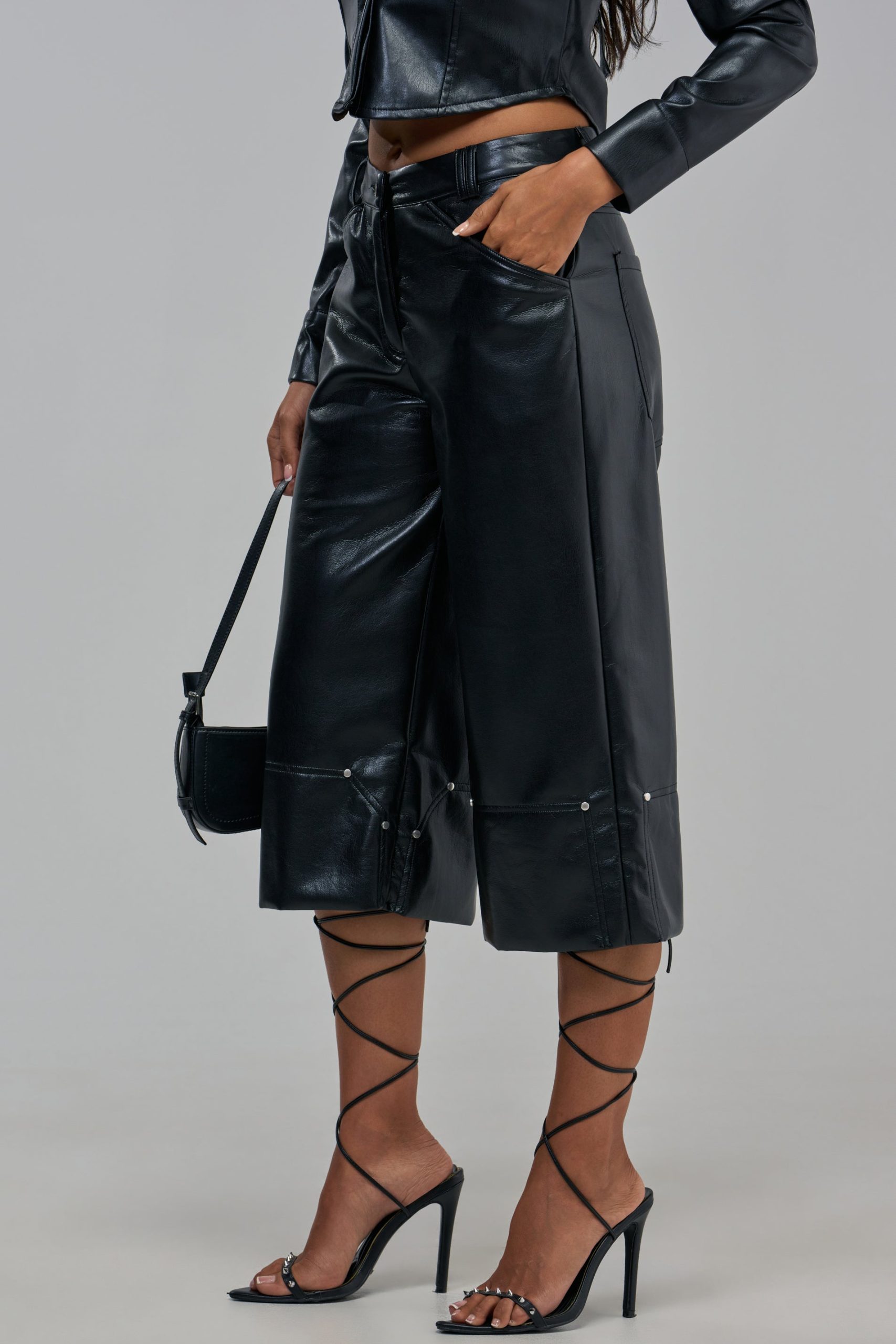 COME BACK TO ME FAUX LEATHER GAUCHO - Image 7