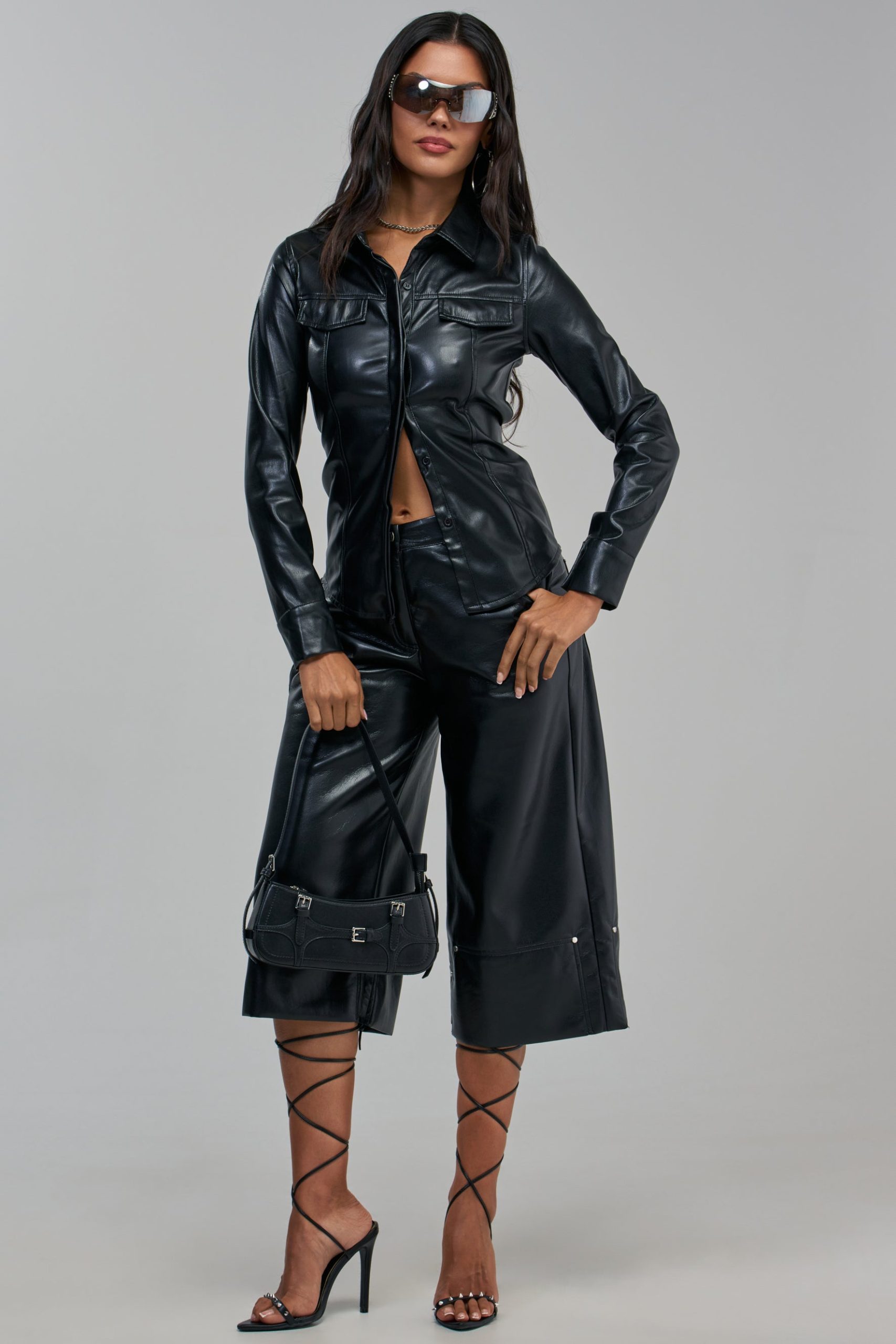 COME BACK TO ME FAUX LEATHER BUTTON DOWN