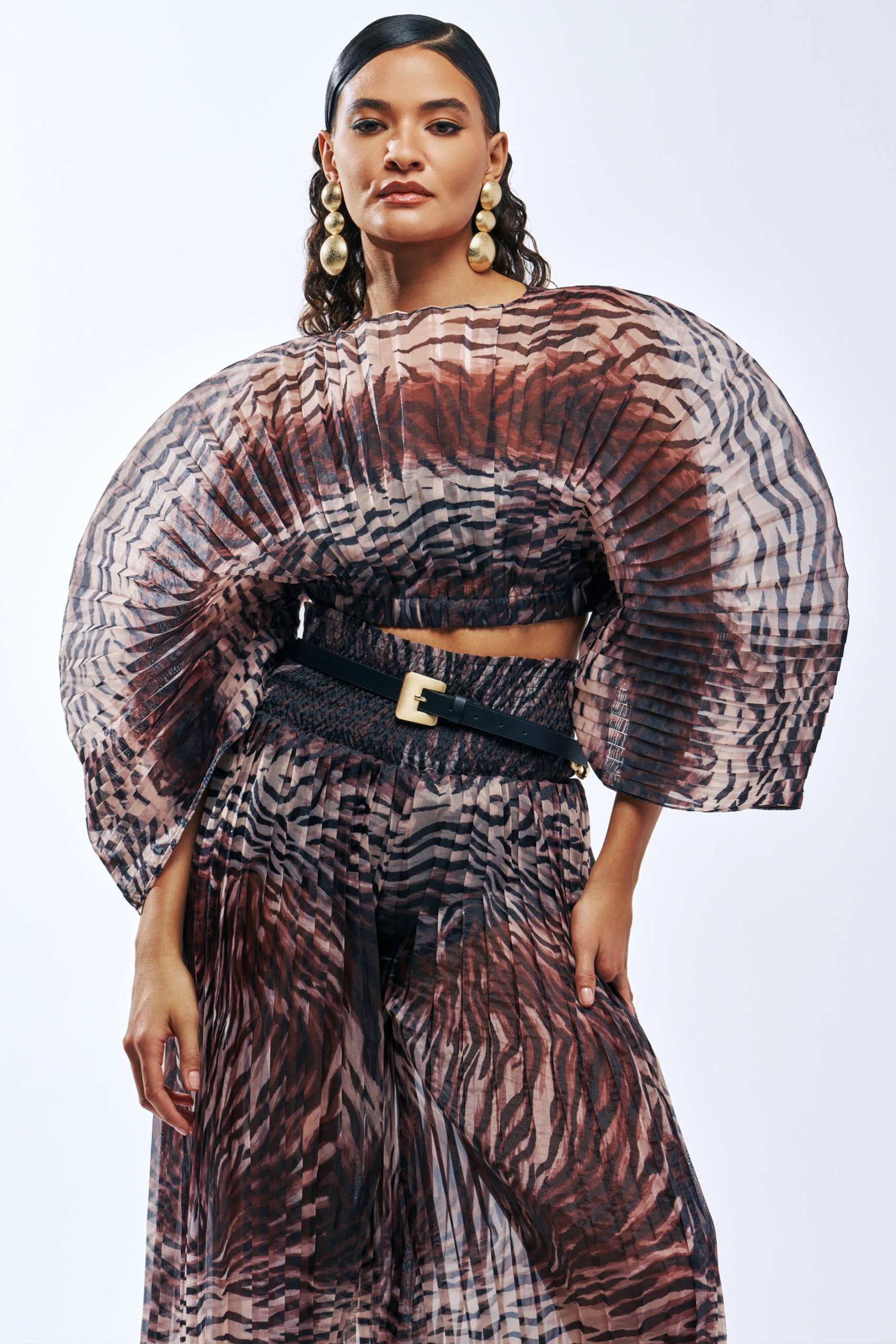 ANIMAL PRINT PLEATED BLOUSE - Image 2