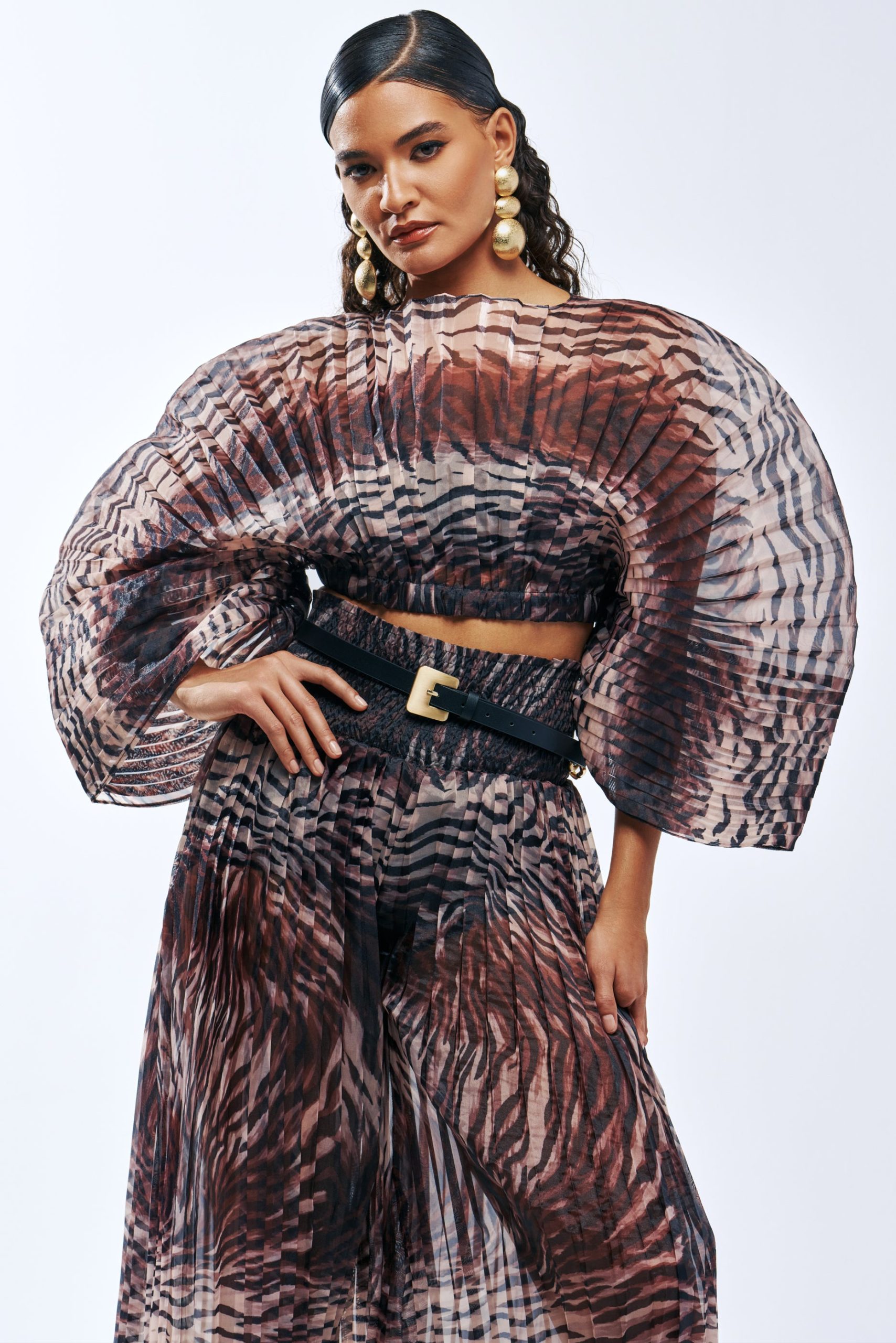 ANIMAL PRINT PLEATED BLOUSE - Image 5