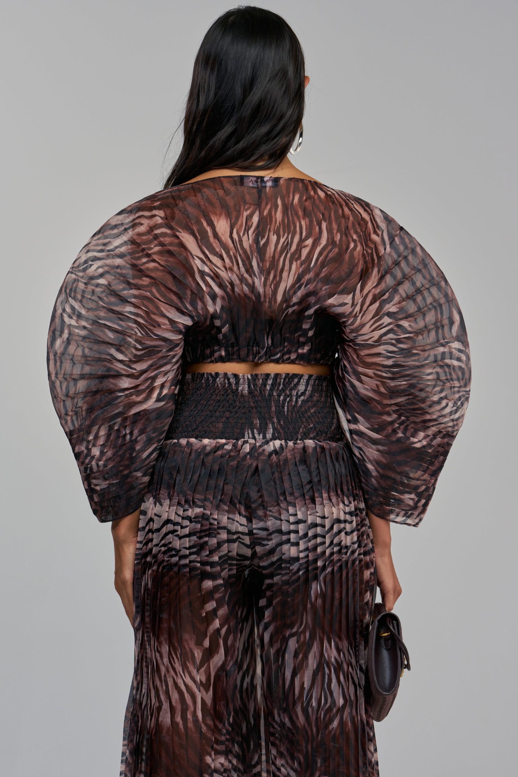 ANIMAL PRINT PLEATED BLOUSE - Image 4